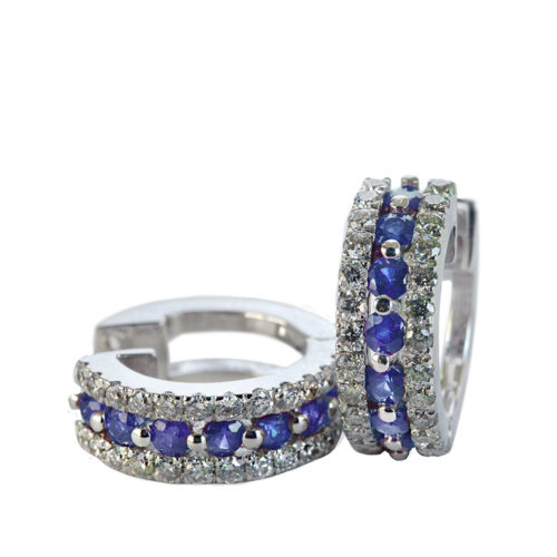 Diamond Earrings with Sapphires