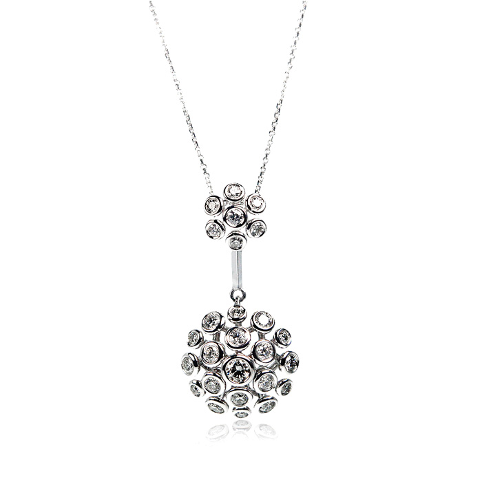 Bubble pendant with diamonds