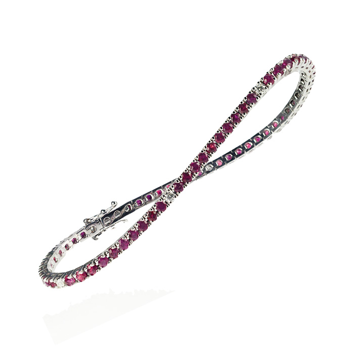 Tennis bracelet with diamonds and Rubies