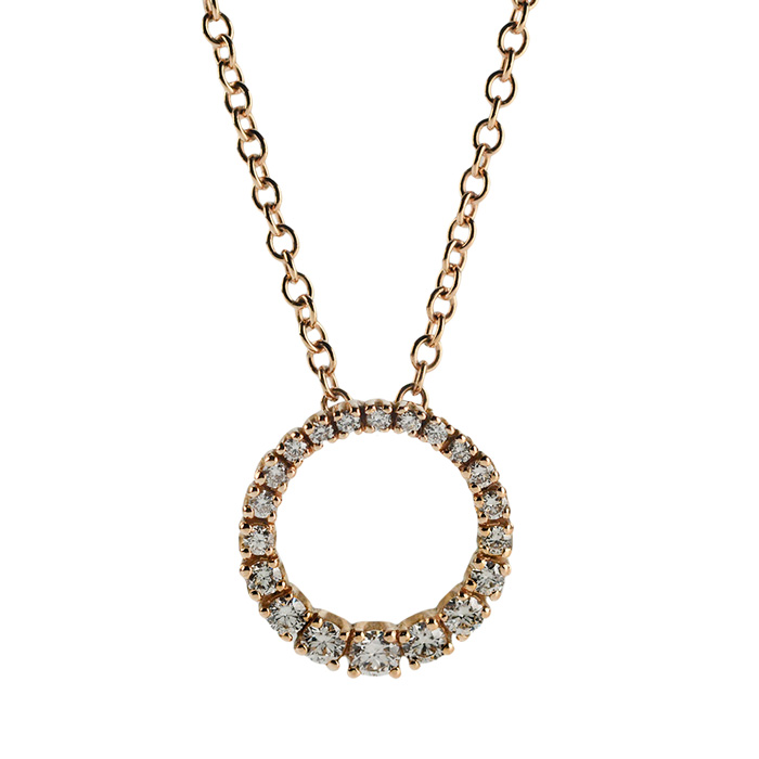 Circle pendant in rose gold and diamonds