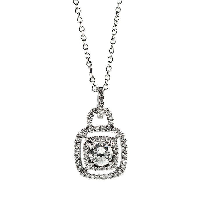 Necklace with pendant in white gold and diamonds