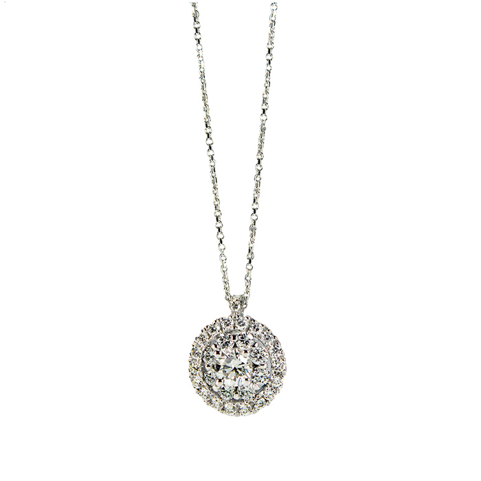 Pendant in withe gold with diamonds