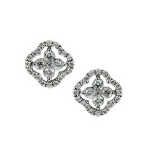 White gold quatrefoil earrings with diamonds
